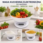 Elektroniczna waga kuchenna z misą biała do 5 kg