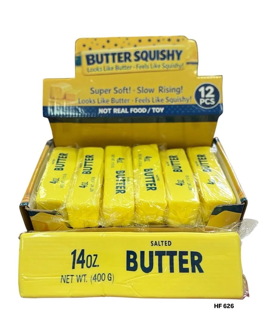 Żółte kostki masła Butter Squishy w opakowaniu zbiorczym 6 sztuk