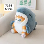 Maskotka kot rekin 50 cm miękka pluszowa zabawka pomarańczowo-szara