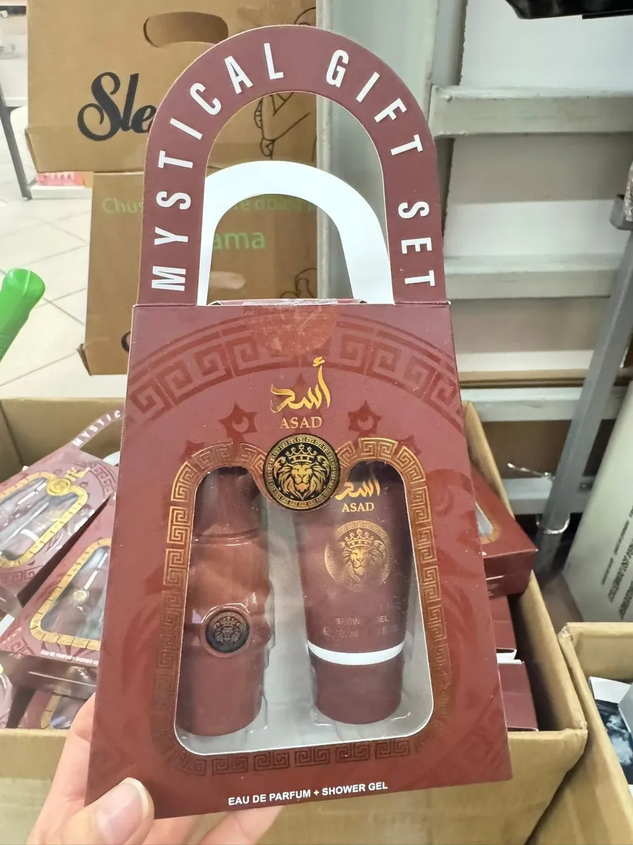 Zestaw prezentowy Mystical Gift Set ASAD z perfumami i balsamem w brązowym opakowaniu z uchwytem