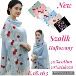 Haftowany szalik damski 50% bawełna 50% wiskoza wielokolorowy