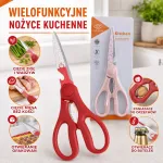 Wielofunkcyjne nożyce kuchenne z otwieraczem i zgniataczem czerwone
