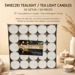 Białe podgrzewacze Tealight 50 szt. do dekoracji i atmosfery