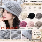 Stylowa czapka damska z daszkiem 50% akryl 50% angora mix kolorów