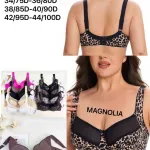 Biustonosz Magnolia w panterkę z czarną siateczką, duże rozmiary D