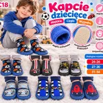 Kapcie dziecięce miękkie ciepłe antypoślizgowe wzory sportowe
