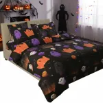 Komplet pościeli 3D Halloween 3-częściowy 200x220 cm czarny z duchami