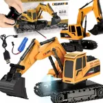 Zdalnie sterowany koparka RC 1:24 pomarańczowo-czarna z ładowarką USB