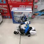 Policyjny motocykl zabawkowy z dźwiękiem i światłem biało-niebieski