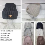 Czapka damska zimowa z wełną i akrylem mix kolorów z ozdobą
