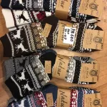 Skarpety Alpaca Wool Natur wzór norweski mix kolorów