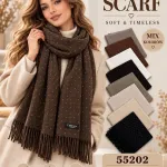 Szalik damski z wiskozy mix kolorów z frędzlami 100% viscose