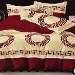 Komplet pościeli Milano 5D 160x200 bordowo-beżowy 4 częściowy satyna bawełna