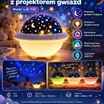 Lampka nocna UFO z projektorem gwiazd i księżyca LED USB 15x13 cm
