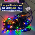 Lampki choinkowe 200 LED flash 15 m kolorowe do wnętrz i na zewnątrz