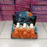 Figurka halloweenowa dynia i szkielet pomarańczowo-biała 12 sztuk