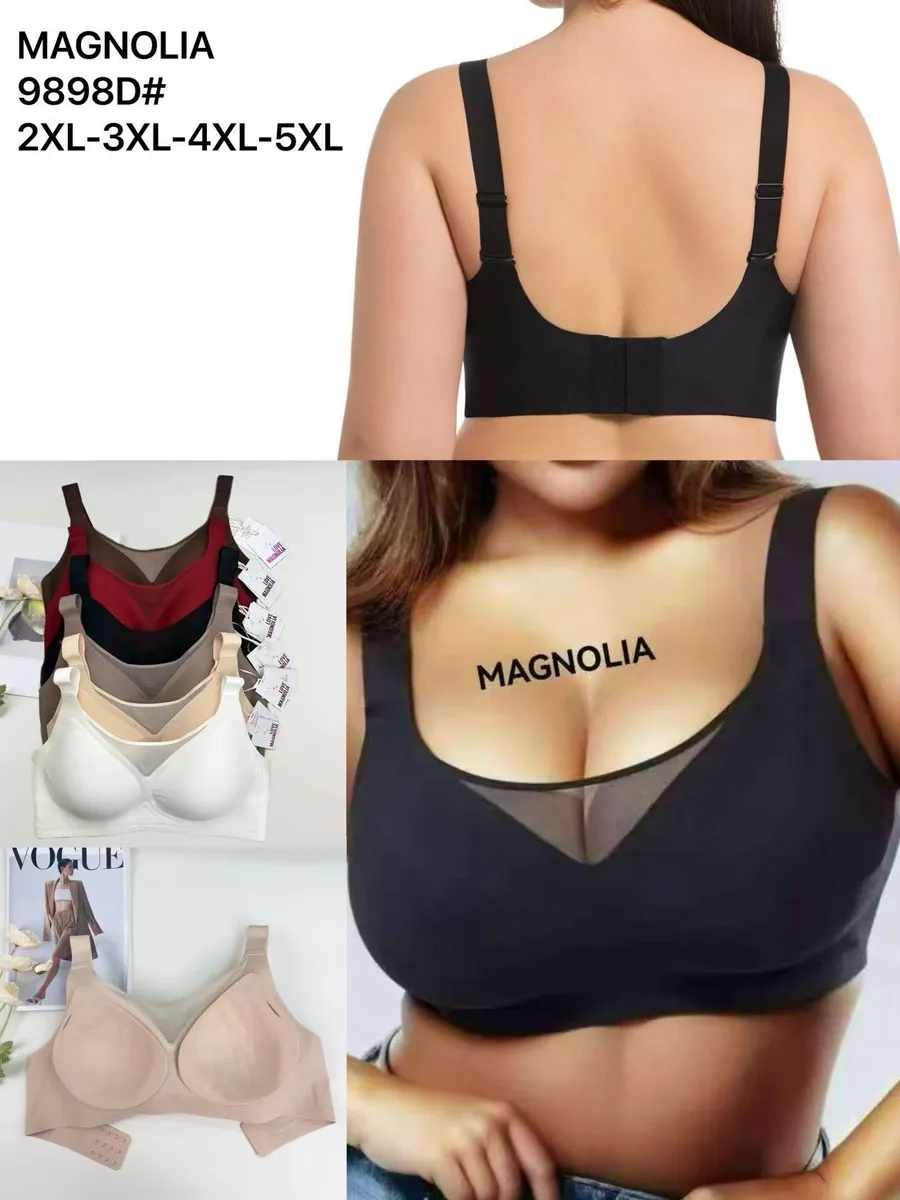Biustonosz Magnolia czarny z siateczką, regulowane ramiączka, różne kolory i rozmiary 2XL-5XL