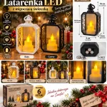 Latarenka LED z migoczącą świeczką czarna i biała 18 cm