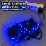 Lampki choinkowe 200 LED flash niebieskie 15 m do wnętrz i na zewnątrz