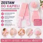 Zestaw do Kąpieli P/36 różowy z paskiem i gąbką kąpielową