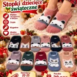 Stopki dziecięce świąteczne miękkie i ciepłe mix kolorów