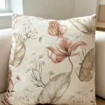Poszewka bawełniana 40x40 cm w kwiatowy wzór beżowo-brązowy