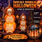Świecąca dekoracja LED Halloween dynie ze szkieletem 13 cm