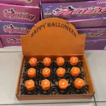 Świeczki dekoracyjne halloweenowe pomarańczowe z pająkami 12 szt