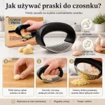 Ręczna praska do czosnku ze stali nierdzewnej z czarnym uchwytem