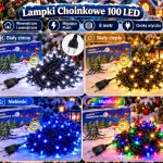 Lampki choinkowe 100 LED flash 8 m do wnętrz i na zewnątrz 4 kolory
