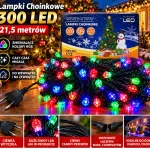 Lampki choinkowe 300 LED multikolor RGB 21,5 m z możliwością łączenia
