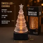 Świeca LED choinka transparentna 15x6,5x6,5 cm na baterie
