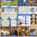 Lampki LED COB z pilotem zestaw 3 szt. białe z taśmą samoprzylepną