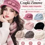 Stylowa czapka zimowa damska z pomponami mix kolorów 50% akryl 50% angora
