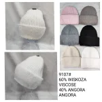 Ciepła czapka damska z wiskozy i angory mix kolorów