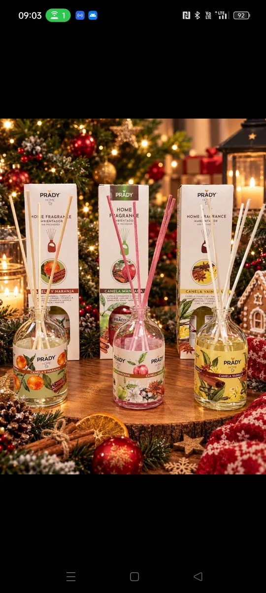 Trzy szklane dyfuzory zapachowe Prady Home Fragrance 100 ml z patyczkami, motywy cynamonu, jabłka i wanilii