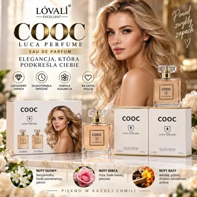 Zestaw dwóch perfum COOC Luca Perfume 50 ml z eleganckim flakonem i opakowaniem
