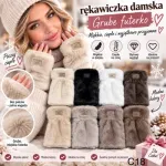 Rękawiczki damskie z grubym futerkiem miękkie i ciepłe