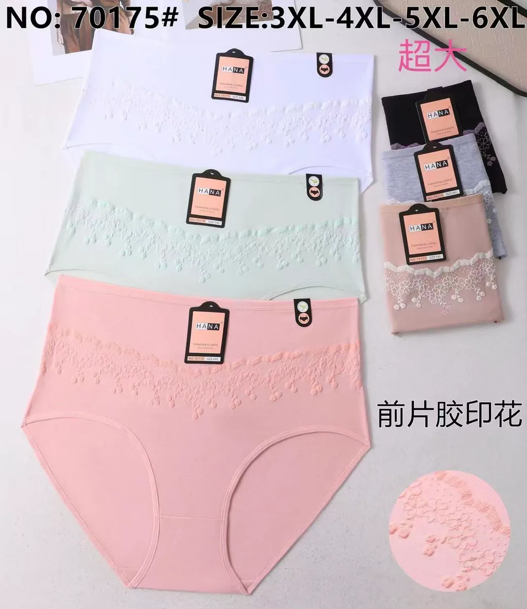 Majtki damskie HANA w rozmiarach 3XL-6XL w pastelowych i klasycznych kolorach z koronkowym wzorem