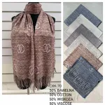 Szalik damski z frędzlami mix kolorów 50% bawełna 50% wiskoza