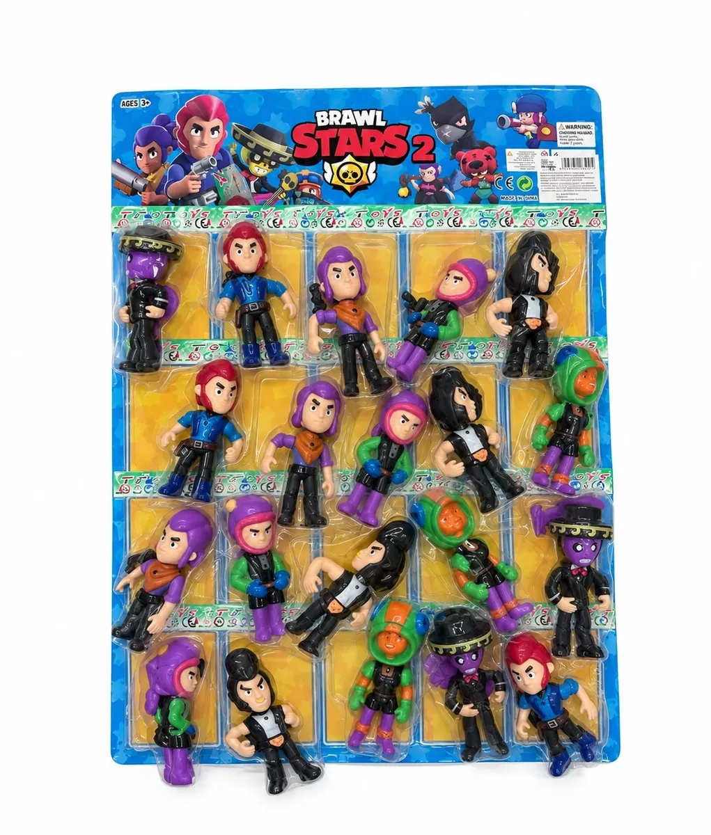 Zestaw 20 kolorowych figurek Brawl Stars 2 w blisterze z kartonową grafiką
