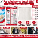 Pas ocieplający na brzuch i lędźwie NEBAT biały elastyczny S-XXXL