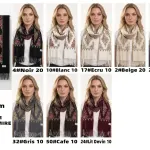 Szalik damski 70x180 cm w mix kolorów z wzorem ornamentowym