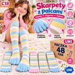 Skarpety z palcami pastelowe paski uniwersalne miękkie