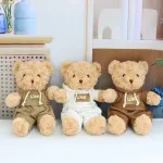 Miś pluszowy 30 cm w ubranku z napisem love beżowy, biały, brązowy