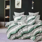 Komplet pościeli 3D 100% satyna bawełniana 200x220 zielono-szary