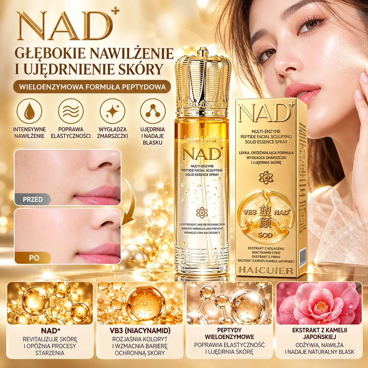 Esencja do twarzy NAD+ multi-enzyme peptide spray nawilżająca
