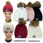 Czapka damska z pomponem LGC vogue kaszmirowa mix kolorów