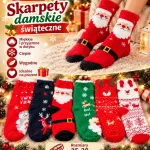 Skarpety damskie świąteczne miękkie i ciepłe rozmiar 35-42