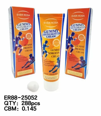 Pomarańczowa tubka kremu Ever Rosa Gummy Chondroitin 130 ml z opakowaniami i białą porcją kremu